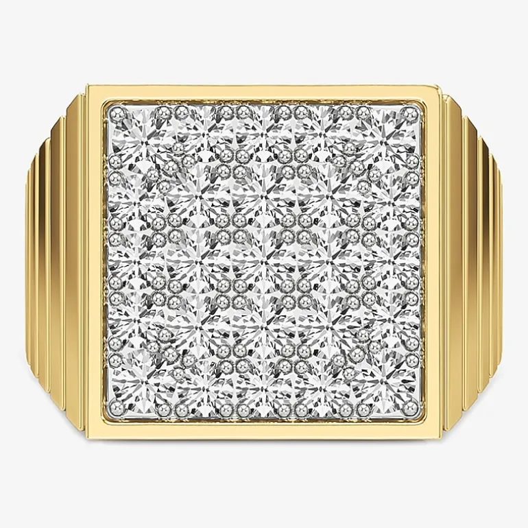 (G-H / Si2) Mens 3 CT. T.W. Lab Grown White Diamond 14K Gold Over Silver Fashion Ring