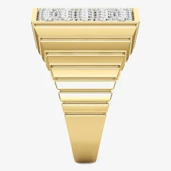 (G-H / Si2) Mens 3 CT. T.W. Lab Grown White Diamond 14K Gold Over Silver Fashion Ring