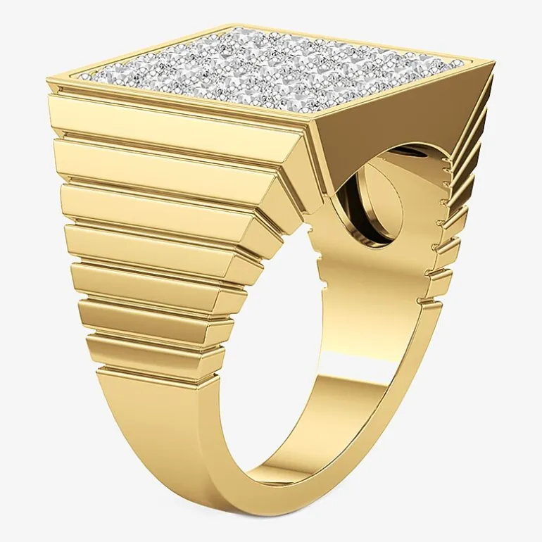 (G-H / Si2) Mens 3 CT. T.W. Lab Grown White Diamond 14K Gold Over Silver Fashion Ring