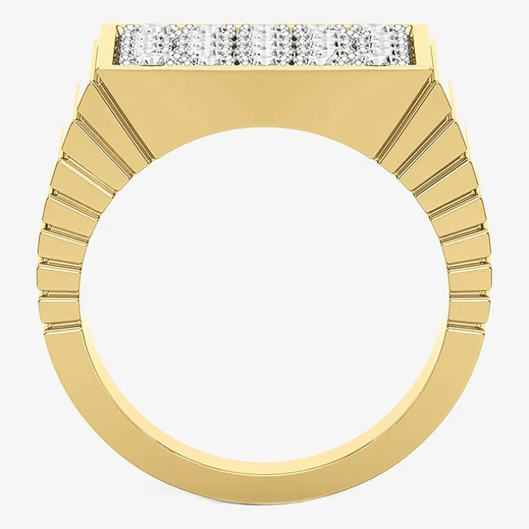 (G-H / Si2) Mens 3 CT. T.W. Lab Grown White Diamond 14K Gold Over Silver Fashion Ring