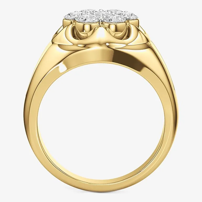 (G-H / Si2) Mens 1 3/4 CT. T.W. Lab Grown White Diamond 14K Gold Over Silver Fashion Ring
