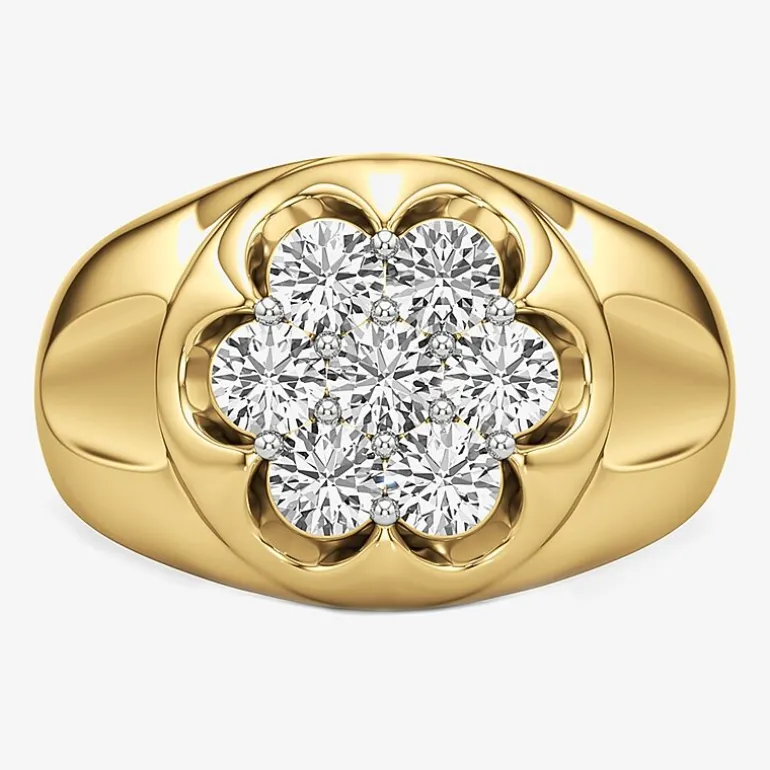 (G-H / Si2) Mens 1 3/4 CT. T.W. Lab Grown White Diamond 14K Gold Over Silver Fashion Ring
