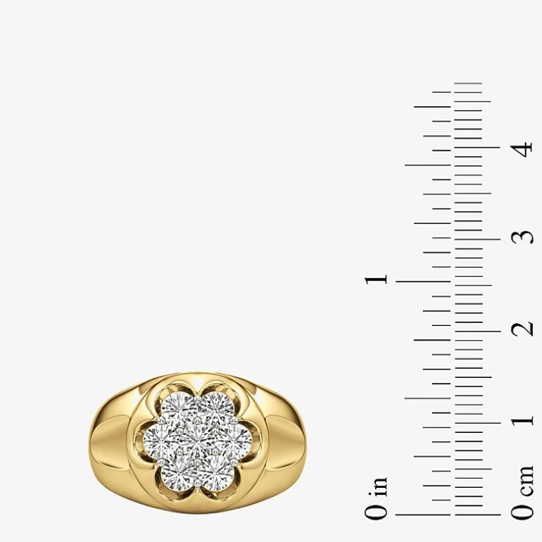 (G-H / Si2) Mens 1 3/4 CT. T.W. Lab Grown White Diamond 14K Gold Over Silver Fashion Ring