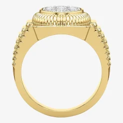 (G-H / Si2) Mens 1 1/5 CT. T.W. Lab Grown White Diamond 14K Gold Over Silver Fashion Ring