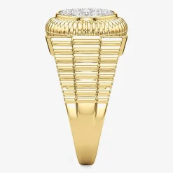 (G-H / Si2) Mens 1 1/5 CT. T.W. Lab Grown White Diamond 14K Gold Over Silver Fashion Ring