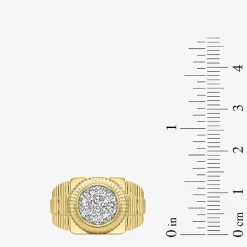 (G-H / Si2) Mens 1 1/5 CT. T.W. Lab Grown White Diamond 14K Gold Over Silver Fashion Ring