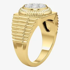 (G-H / Si2) Mens 1 1/5 CT. T.W. Lab Grown White Diamond 14K Gold Over Silver Fashion Ring