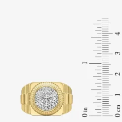 (G-H / Si2) Mens 1 1/2 CT. T.W. Lab Grown White Diamond 14K Gold Over Silver Fashion Ring