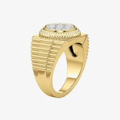 (G-H / Si2) Mens 1 1/2 CT. T.W. Lab Grown White Diamond 14K Gold Over Silver Fashion Ring