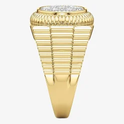 (G-H / Si2) Mens 1 1/2 CT. T.W. Lab Grown White Diamond 14K Gold Over Silver Fashion Ring