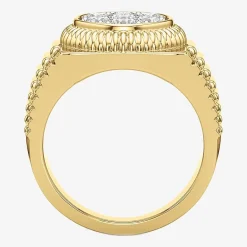 (G-H / Si2) Mens 1 1/2 CT. T.W. Lab Grown White Diamond 14K Gold Over Silver Fashion Ring