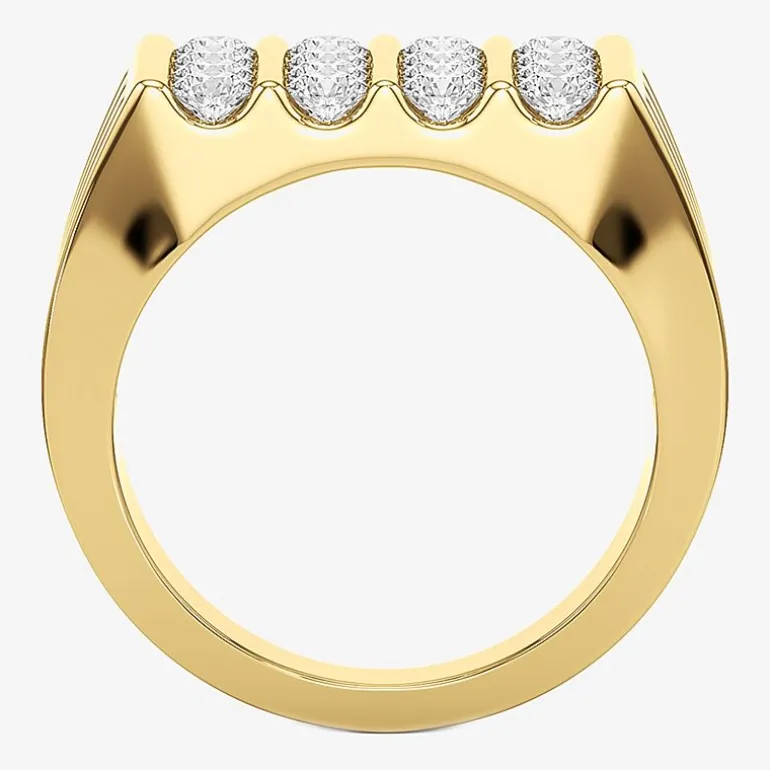 (G-H / Si2) Mens 2 1/2 CT. T.W. Lab Grown White Diamond 14K Gold Over Silver Fashion Ring