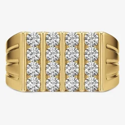 (G-H / Si2) Mens 2 1/2 CT. T.W. Lab Grown White Diamond 14K Gold Over Silver Fashion Ring