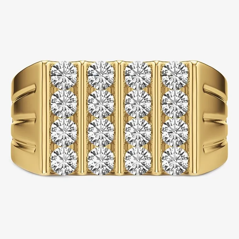 (G-H / Si2) Mens 2 1/2 CT. T.W. Lab Grown White Diamond 14K Gold Over Silver Fashion Ring