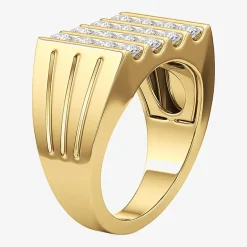 (G-H / Si2) Mens 2 1/2 CT. T.W. Lab Grown White Diamond 14K Gold Over Silver Fashion Ring