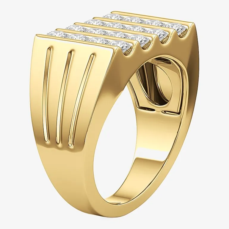 (G-H / Si2) Mens 2 1/2 CT. T.W. Lab Grown White Diamond 14K Gold Over Silver Fashion Ring