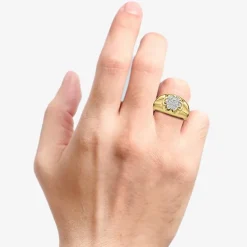 (G-H / Si2) Mens 1 CT. T.W. Lab Grown White Diamond 14K Gold Over Silver Fashion Ring