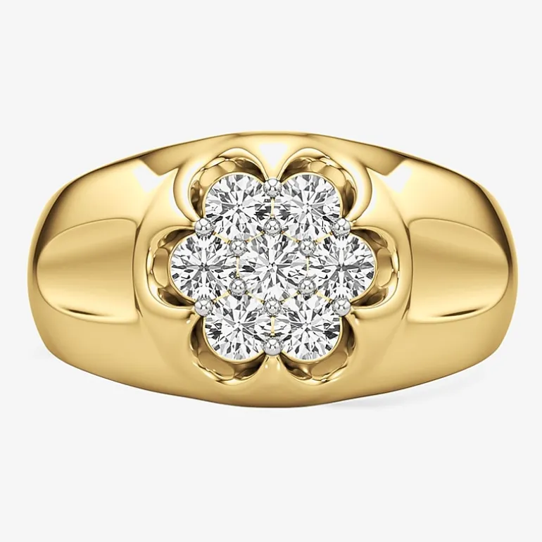 (G-H / Si2) Mens 1 CT. T.W. Lab Grown White Diamond 14K Gold Over Silver Fashion Ring
