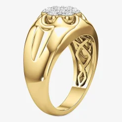 (G-H / Si2) Mens 1 CT. T.W. Lab Grown White Diamond 14K Gold Over Silver Fashion Ring