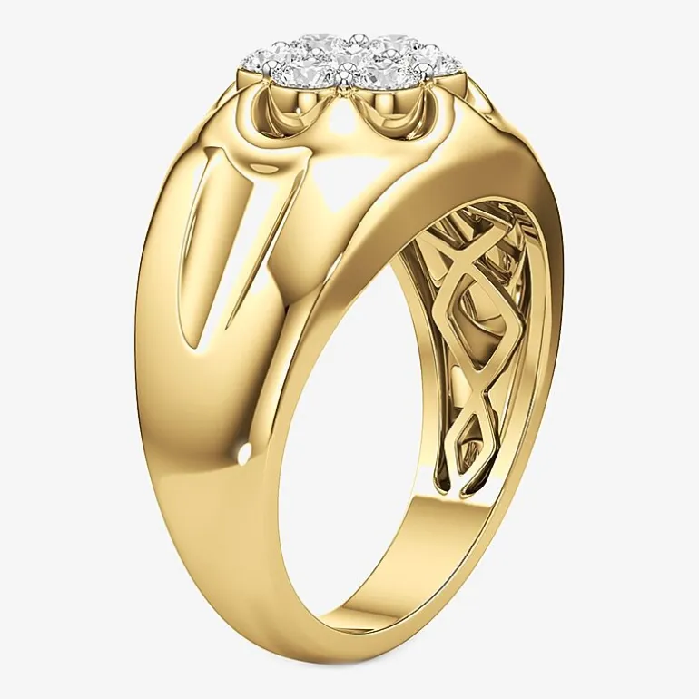 (G-H / Si2) Mens 1 CT. T.W. Lab Grown White Diamond 14K Gold Over Silver Fashion Ring