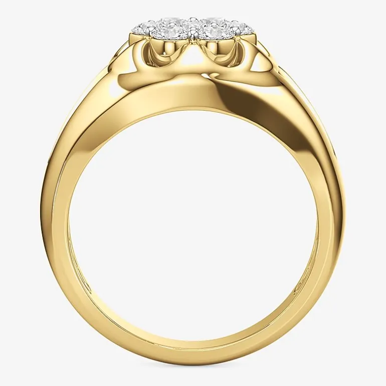 (G-H / Si2) Mens 1 CT. T.W. Lab Grown White Diamond 14K Gold Over Silver Fashion Ring