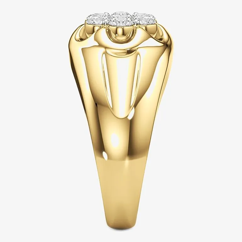 (G-H / Si2) Mens 1 CT. T.W. Lab Grown White Diamond 14K Gold Over Silver Fashion Ring
