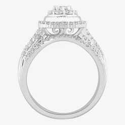 (G-H / SI1-SI2) Womens 1 CT. T.W. Lab Grown Diamond Pear Shape Halo Bridal Set in 10K Gold