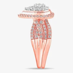 (G-H / SI1-SI2) Womens 1 CT. T.W. Lab Grown Diamond Pear Shape Halo Bridal Set in 10K Gold