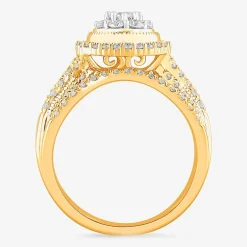 (G-H / SI1-SI2) Womens 1 CT. T.W. Lab Grown Diamond Pear Shape Halo Bridal Set in 10K Gold
