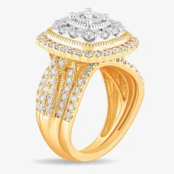 (G-H / Si1-Si2) Womens 2 CT. T.W. Lab Grown White Diamond 10K Gold Cushion Side Stone Bridal Set