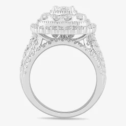 (G-H / Si1-Si2) Womens 2 CT. T.W. Lab Grown White Diamond 10K Gold Cushion Side Stone Bridal Set