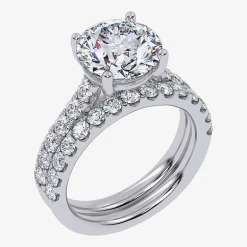 (G-H / Si1-Si2) Womens 4 CT. T.W. Lab Grown White Diamond 14K Gold Round Side Stone Bridal Set