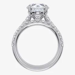 (G-H / Si1-Si2) Womens 4 CT. T.W. Lab Grown White Diamond 14K Gold Round Side Stone Bridal Set