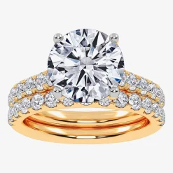 (G-H / Si1-Si2) Womens 4 CT. T.W. Lab Grown White Diamond 14K Gold Round Side Stone Bridal Set