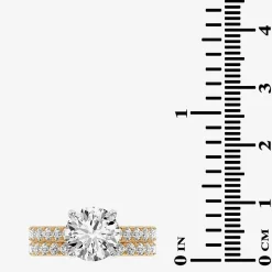 (G-H / Si1-Si2) Womens 4 CT. T.W. Lab Grown White Diamond 14K Gold Round Side Stone Bridal Set