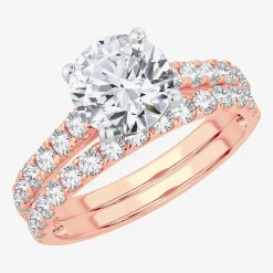 (G-H / Si1-Si2) Womens 4 CT. T.W. Lab Grown White Diamond 14K Gold Round Side Stone Bridal Set