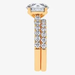 (G-H / Si1-Si2) Womens 4 CT. T.W. Lab Grown White Diamond 14K Gold Round Side Stone Bridal Set