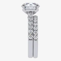 (G-H / Si1-Si2) Womens 4 CT. T.W. Lab Grown White Diamond 14K Gold Round Side Stone Bridal Set