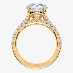 (G-H / Si1-Si2) Womens 4 CT. T.W. Lab Grown White Diamond 14K Gold Round Side Stone Bridal Set
