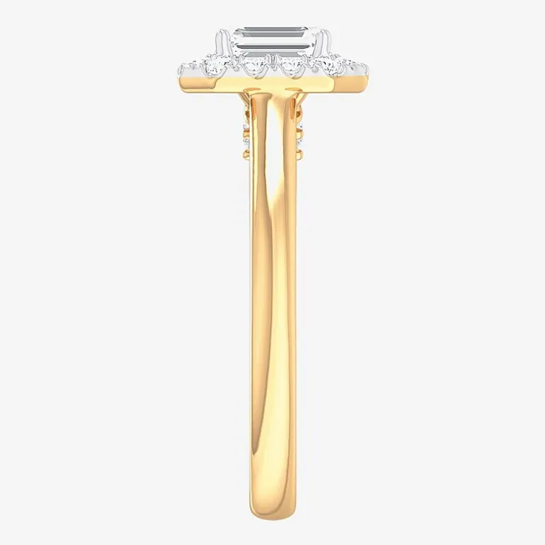 (G-H/SI1-SI2) Womens 1 CT. T.W. Lab Grown White Diamond 10K Gold Halo Engagement Ring