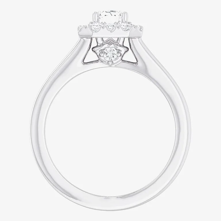 (G-H/SI1-SI2) Womens 1 CT. T.W. Lab Grown White Diamond 10K Gold Halo Engagement Ring