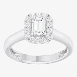 (G-H/SI1-SI2) Womens 1 CT. T.W. Lab Grown White Diamond 10K Gold Halo Engagement Ring