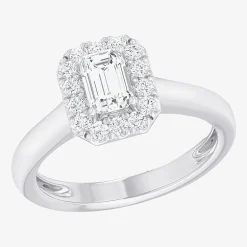 (G-H/SI1-SI2) Womens 1 CT. T.W. Lab Grown White Diamond 10K Gold Halo Engagement Ring