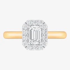 (G-H/SI1-SI2) Womens 1 CT. T.W. Lab Grown White Diamond 10K Gold Halo Engagement Ring