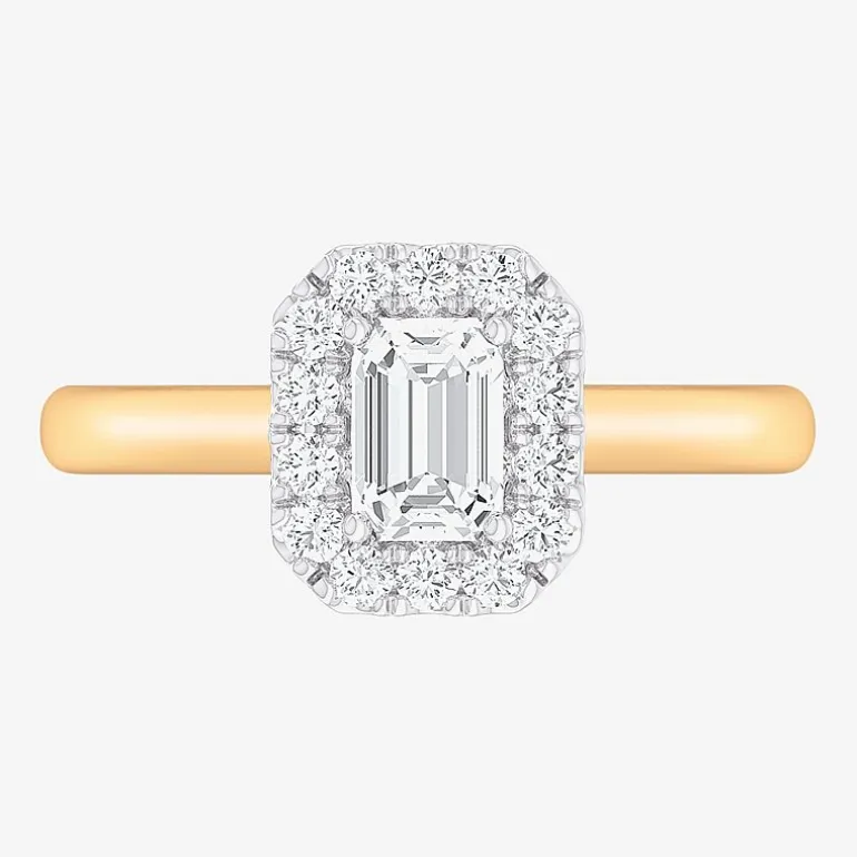 (G-H/SI1-SI2) Womens 1 CT. T.W. Lab Grown White Diamond 10K Gold Halo Engagement Ring