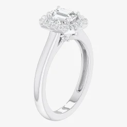 (G-H/SI1-SI2) Womens 1 CT. T.W. Lab Grown White Diamond 10K Gold Halo Engagement Ring