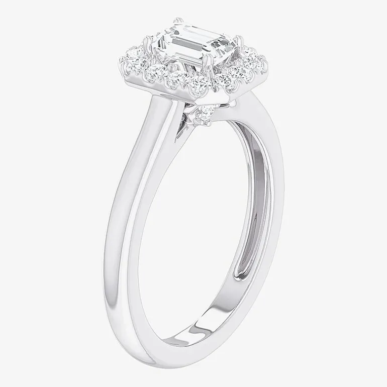 (G-H/SI1-SI2) Womens 1 CT. T.W. Lab Grown White Diamond 10K Gold Halo Engagement Ring