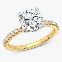 (G-H / Si1-Si2) Womens 2 1/4 CT. T.W. Lab Grown White Diamond 14K Gold Round Side Stone Engagement Ring