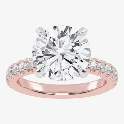 (G-H / Si1-Si2) Womens 2 1/4 CT. T.W. Lab Grown White Diamond 14K Gold Round Side Stone Engagement Ring