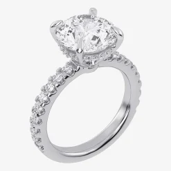 (G-H / Si1-Si2) Womens 2 1/4 CT. T.W. Lab Grown White Diamond 14K Gold Round Side Stone Engagement Ring